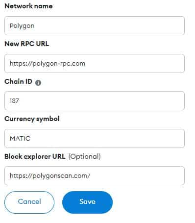 ajouter le réseau polygon à metamask manuellement