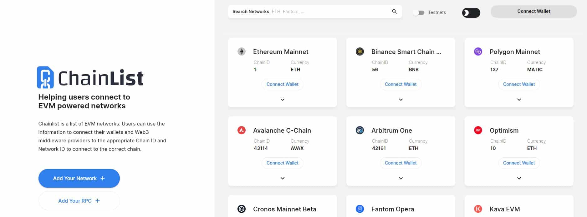 Le site de chainlist